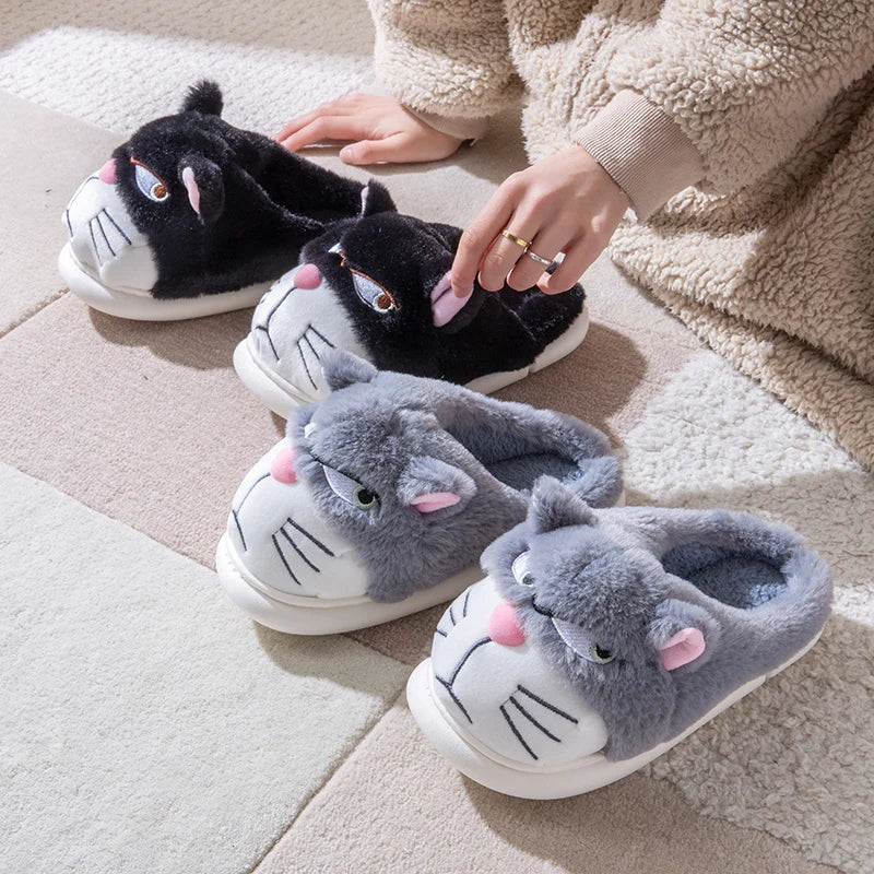 Mean Cat Fluffy Slippers