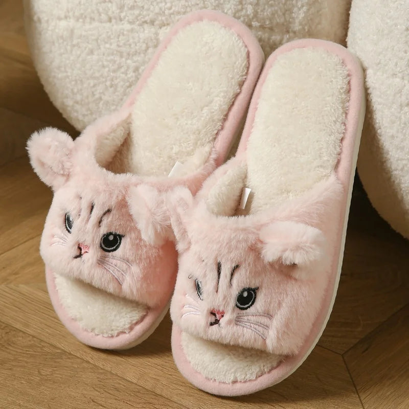 Cat Face Fluffy Slippers