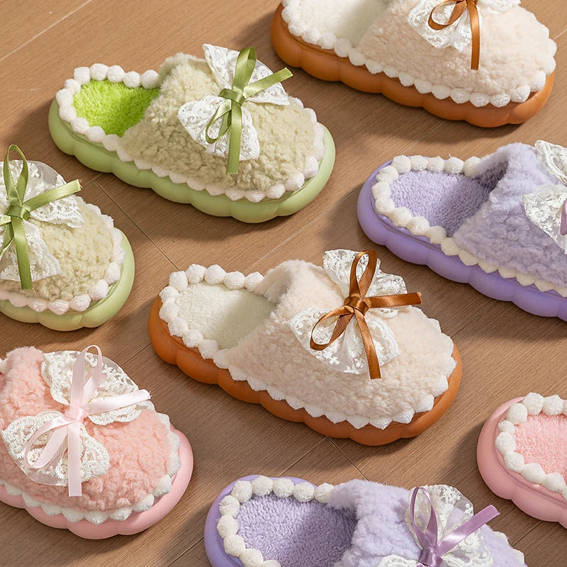 Bowknot Slip On Soft Slippers