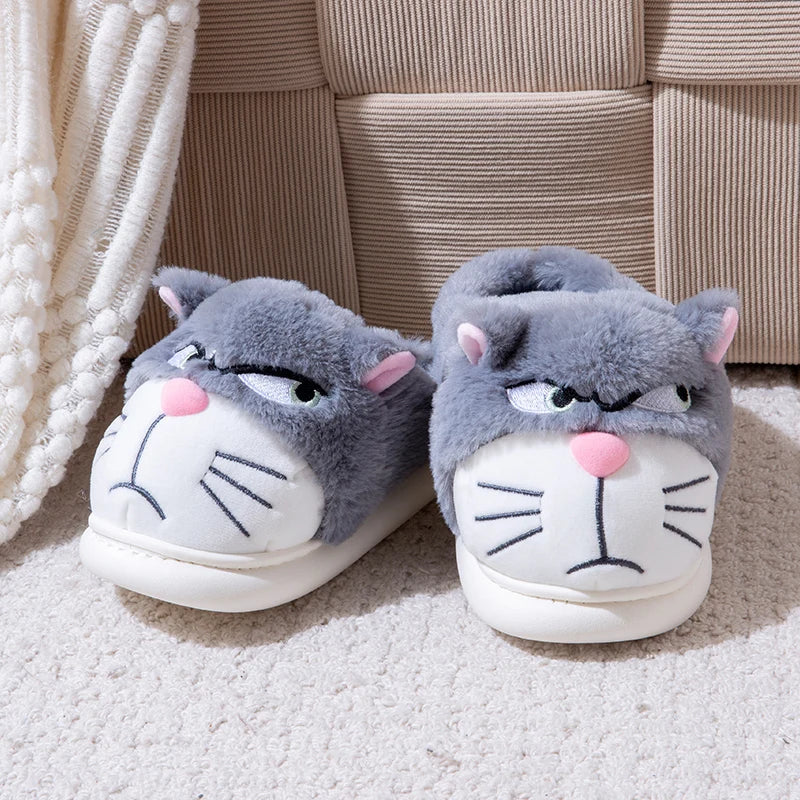 Mean Cat Fluffy Slippers