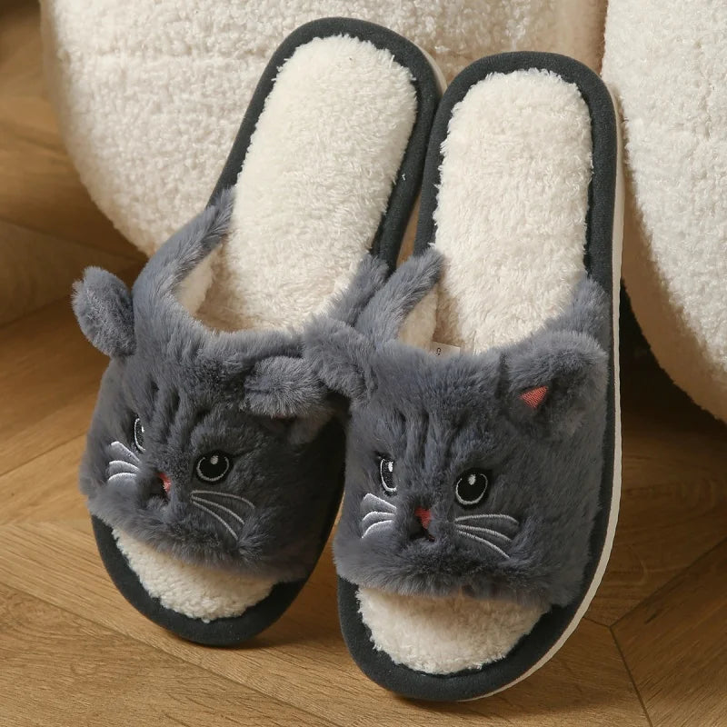 Cat Face Fluffy Slippers