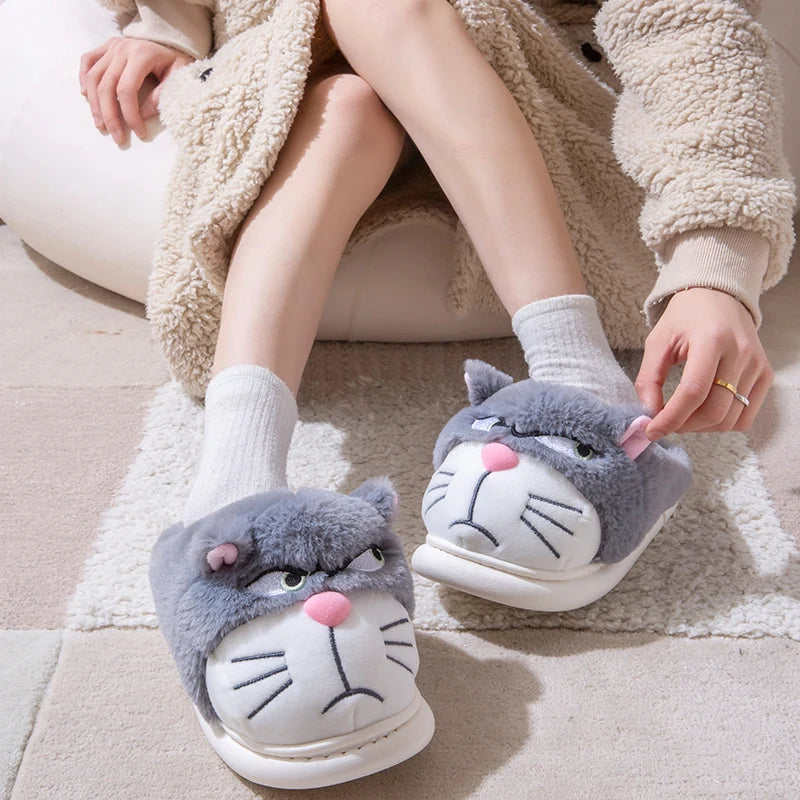 Mean Cat Fluffy Slippers