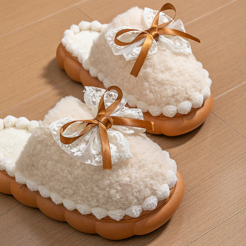 Bowknot Slip On Soft Slippers