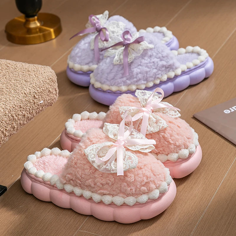 Bowknot Slip On Soft Slippers