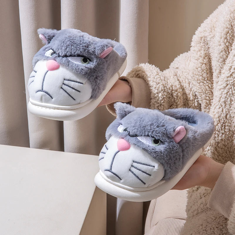 Mean Cat Fluffy Slippers