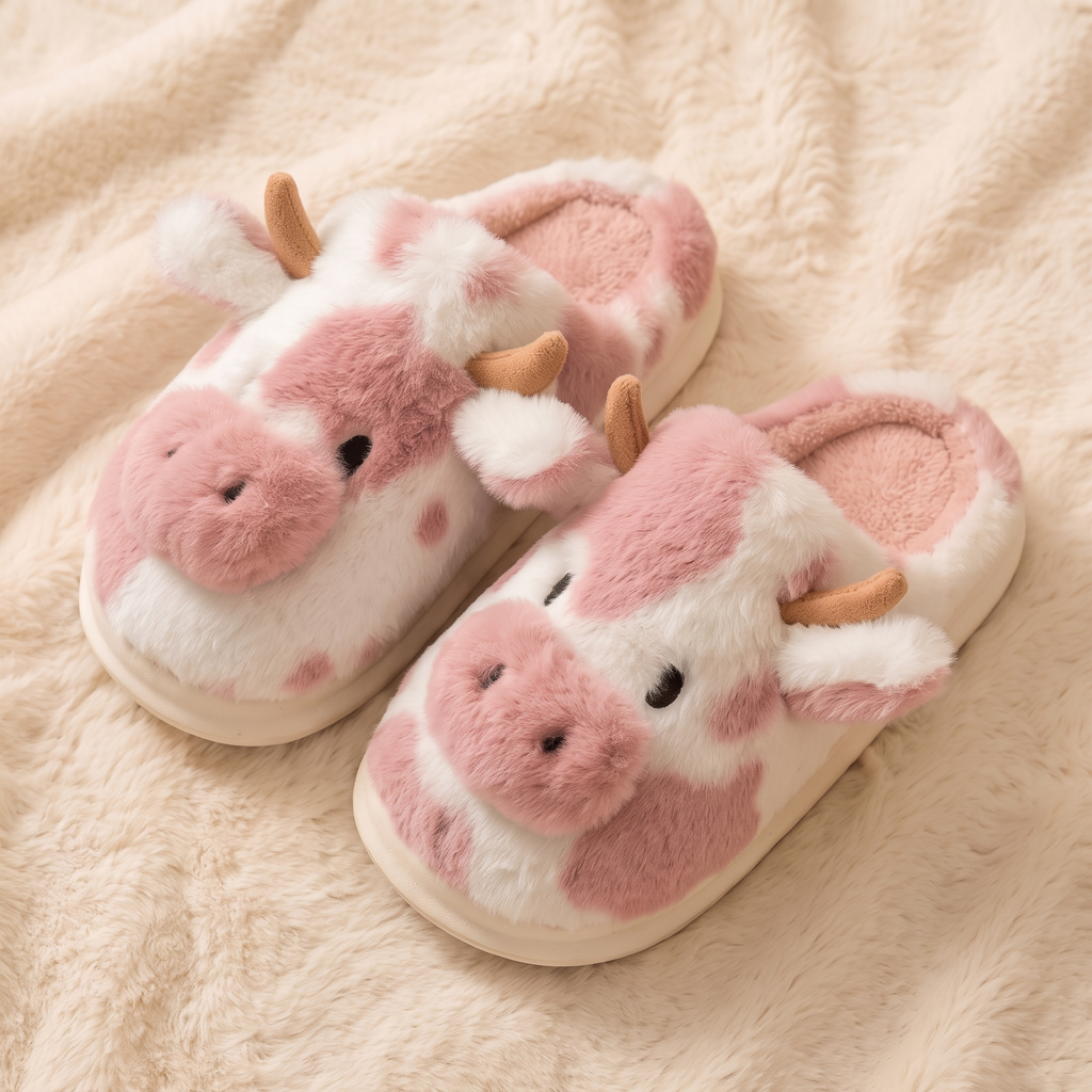 Cow Fluffy Slippers
